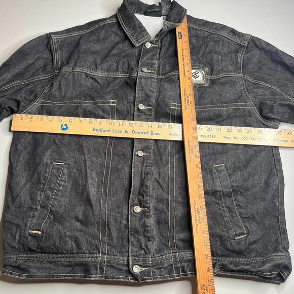 Rocawear Denim Jacket XL Black Jean Coat Hip Hop Streetwear Y2K 90s Style - Picture 3 of 9